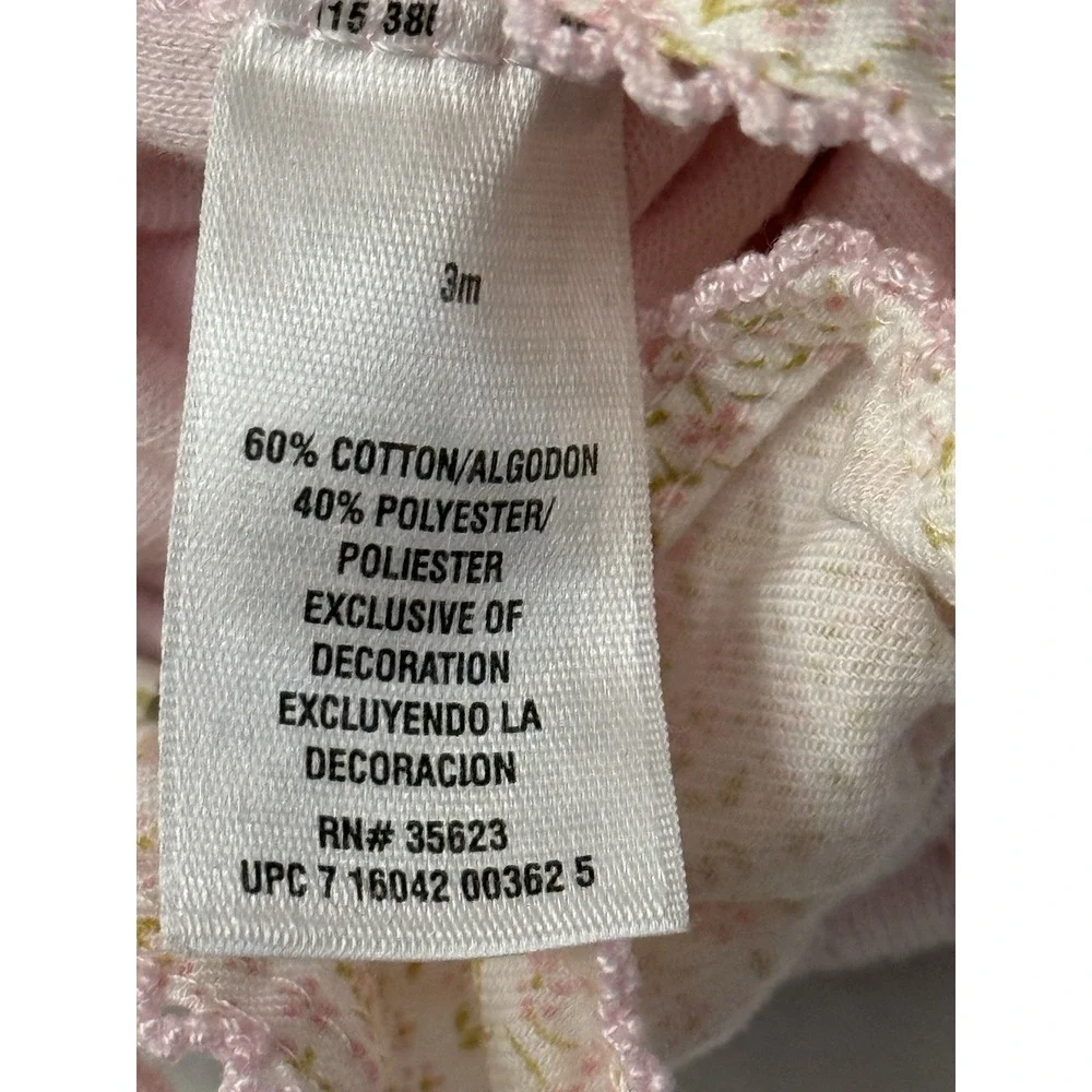 Baby Girl Carter's‎  Pink Bear Hugs Footed Outfit Calico Accent SZ 3 Months